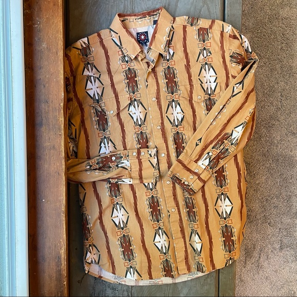 🎉HP🎉Panhandle Slim Aztec print western shirt | size large - Picture 4 of 7